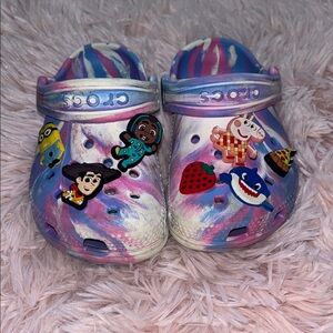 CROCS Multicolor Tie-Dye with Fun Charms